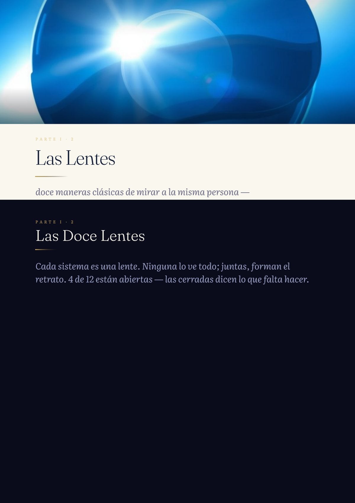 Las Lentes: cada sistema en una ficha, qué mide y qué dice